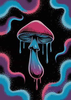 Psychedelic Mushroom with Dripping Liquid