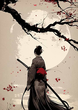 Samurai Woman Cherry Blossom