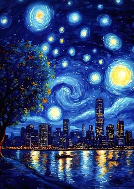 Starry Night Cityscape