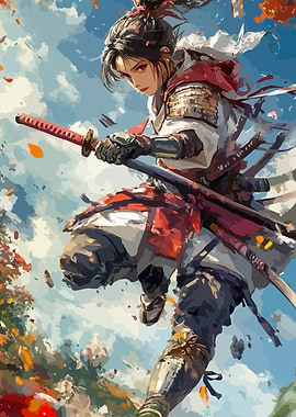 Female Samurai Warrior Digital Art