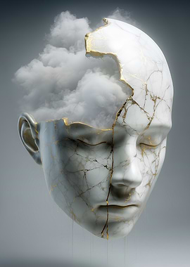 Kintsugi Head with Clouds