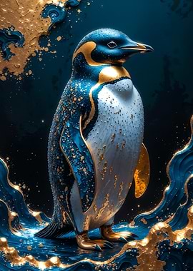 Gold Penguin Kintsugi Art