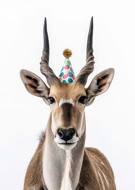 Eland Antelope with Party Hat