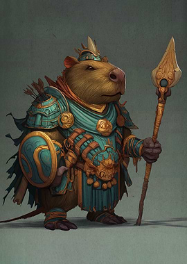 Armored Capybara Warrior with Spear