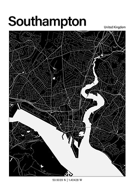 Southampton Black and White Map