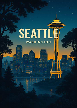 Seattle Washington Cityscape Poster