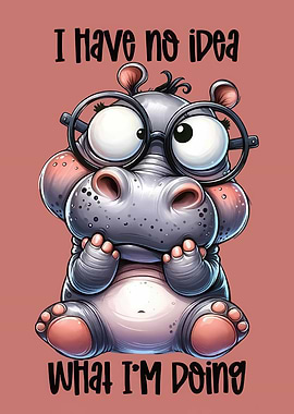 Confused Hippo with Glasses