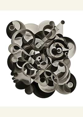 Abstract Face with Geometric Shapes