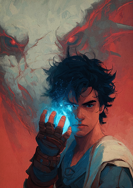 Wizard with Magic and Dragon