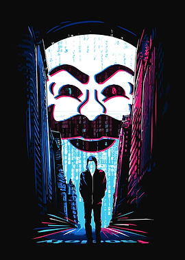 Mr. Robot Mask in Cityscape