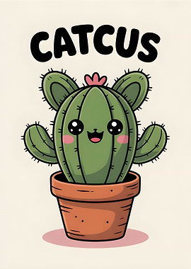 Cute Catcus Cartoon Illustration