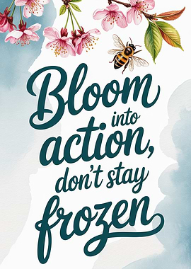 Bloom into action floral inspirational art
