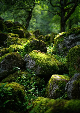Mossy Rocks in Forest