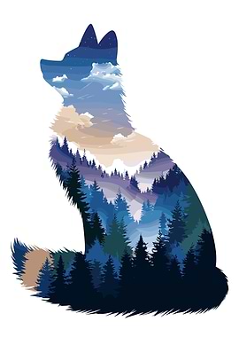 Fox Silhouette Landscape