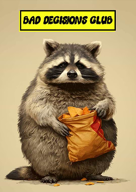 Raccoon with Chips: Bad Decisions Club