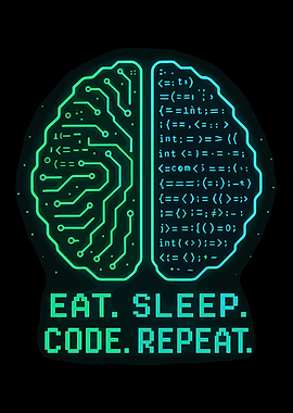 Eat Sleep Code Repeat Brain