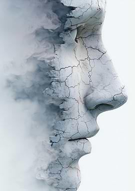 Cracked Face Profile with Smoke