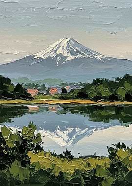 Mount Fuji Reflection Painting
