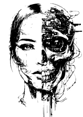 Half Human, Half Machine Portrait