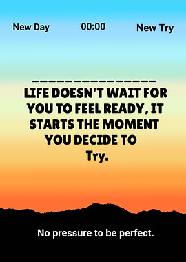 New Day New Try – Sunrise Motivational Quote Design