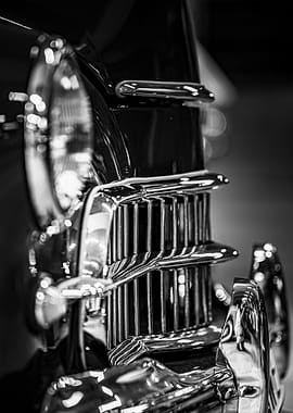 Classic Car Front Grill Close-Up