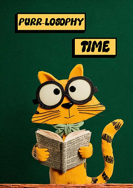 Purr-losophy Time: Intellectual Cat Reading