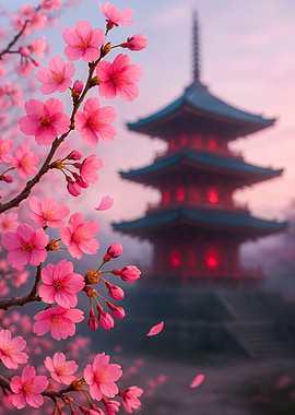 Cherry Blossoms and Pagoda