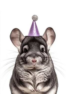 Chinchilla with Party Hat