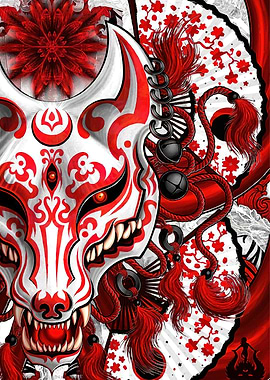 Kitsune Mask Red