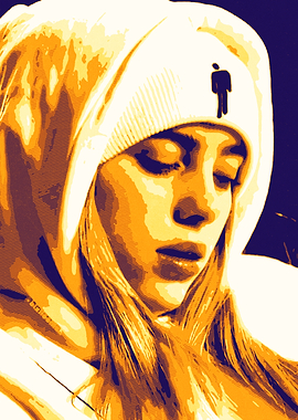 Billie Eilish Portrait in Pop Art Style