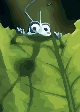 Ant peeking from leaf