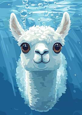 Underwater Llama Portrait