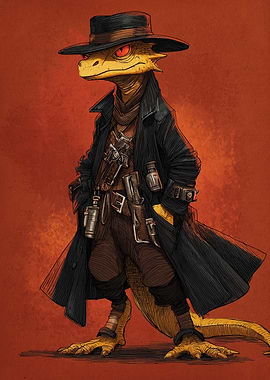 Lizard Cowboy Character Art