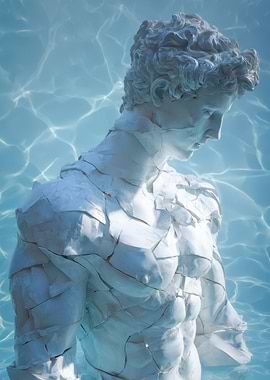 Cracked Statue in Water