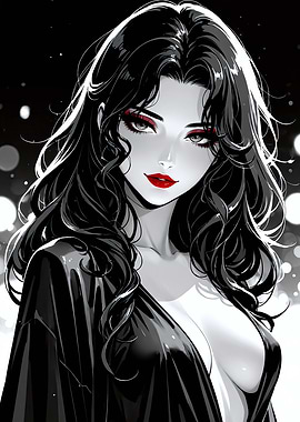 Elegant Woman in Black and White