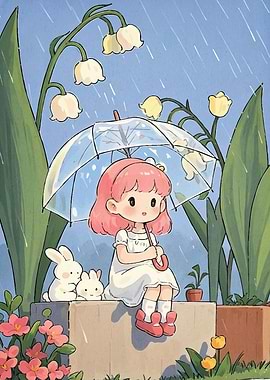Girl Umbrella Bunnies