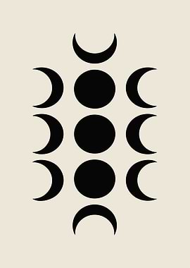 Minimalist Moon Phases Black and Beige