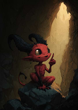 Cute Red Devil Cartoon Illustration