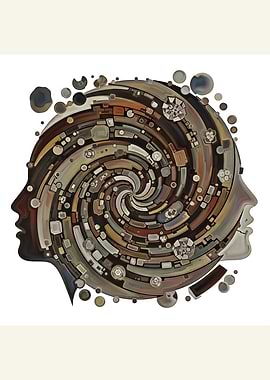 Abstract Faces with Spiral Design