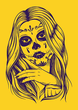 Sugar Skull Woman Illustration