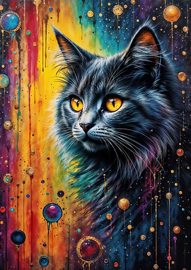 Cat Portrait with Abstract Background