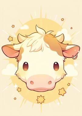Cute Cartoon Cow with Earring