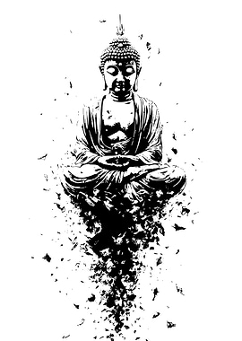 Buddha Black and White Art