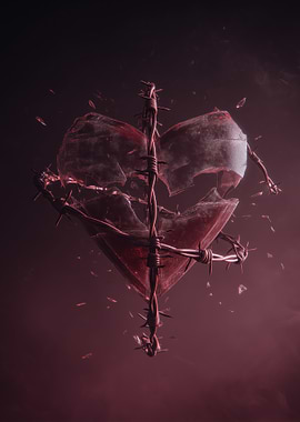 Broken Heart with Barbed Wire
