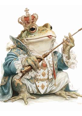 Frog King with Crown and Scepter