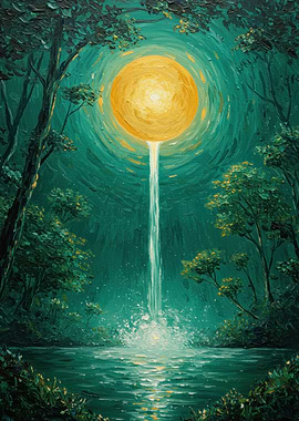 Mystical Waterfall Painting