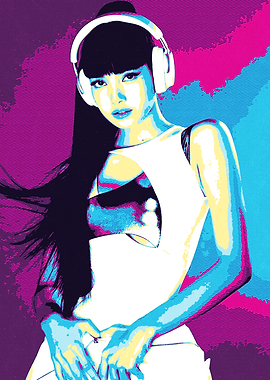 Pop Art Lisa with Headphones