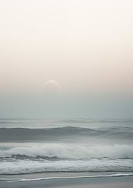Misty Ocean Waves Sunrise