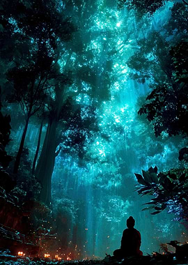 Buddha in Teal Forest