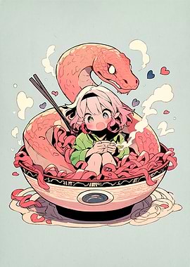 Anime Girl Ramen Snake